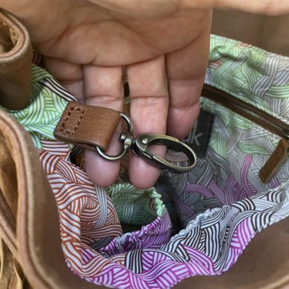 the sak Avalon brown leather fringed backpack purse - Picture 6 of 11